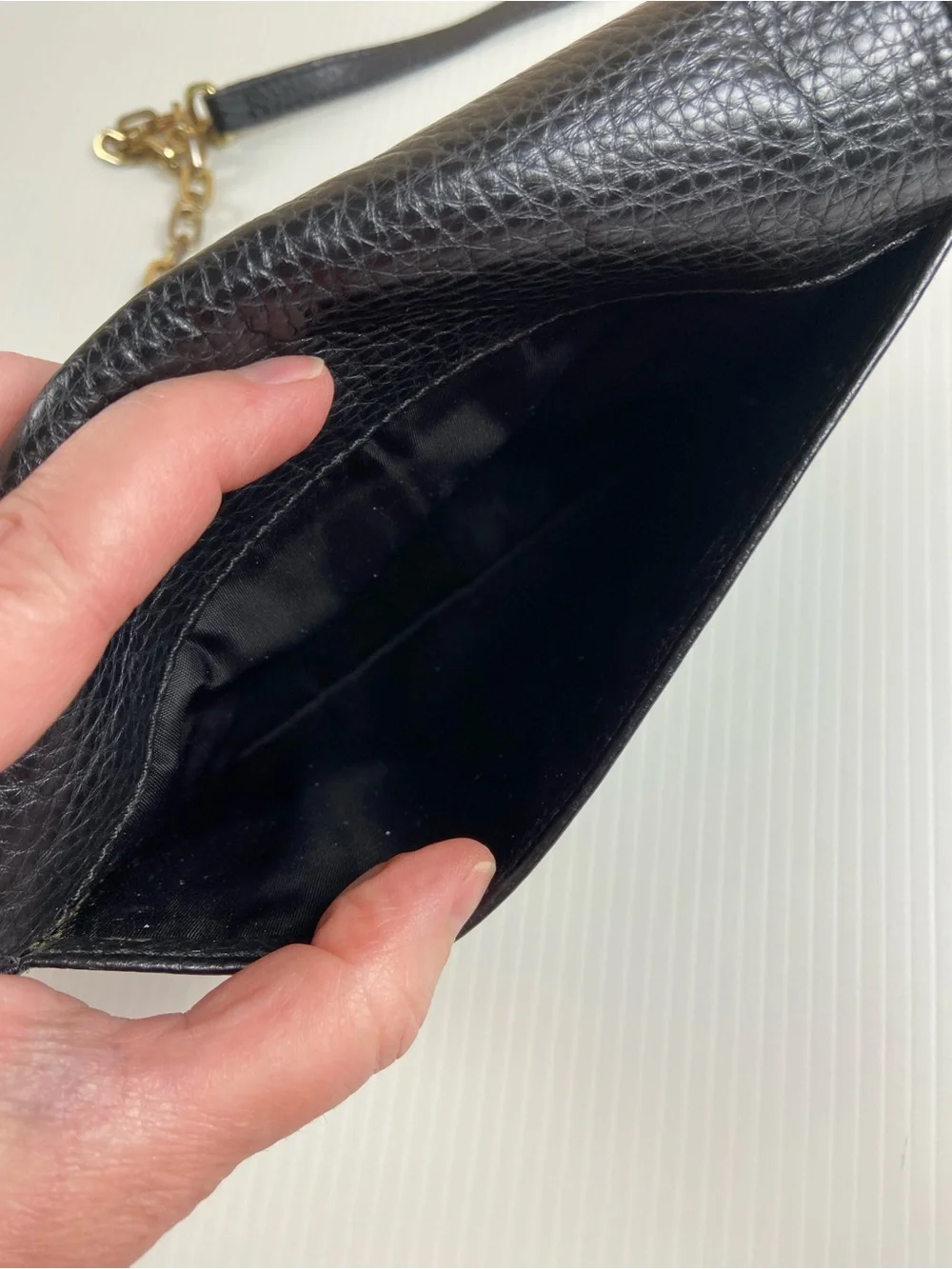 Tory Burch Black Pebbled Leather Wallet On Chain Crossbody WOC